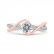 Split Shank Round Diamond Engagement Ring in 14K Two Tone Gold