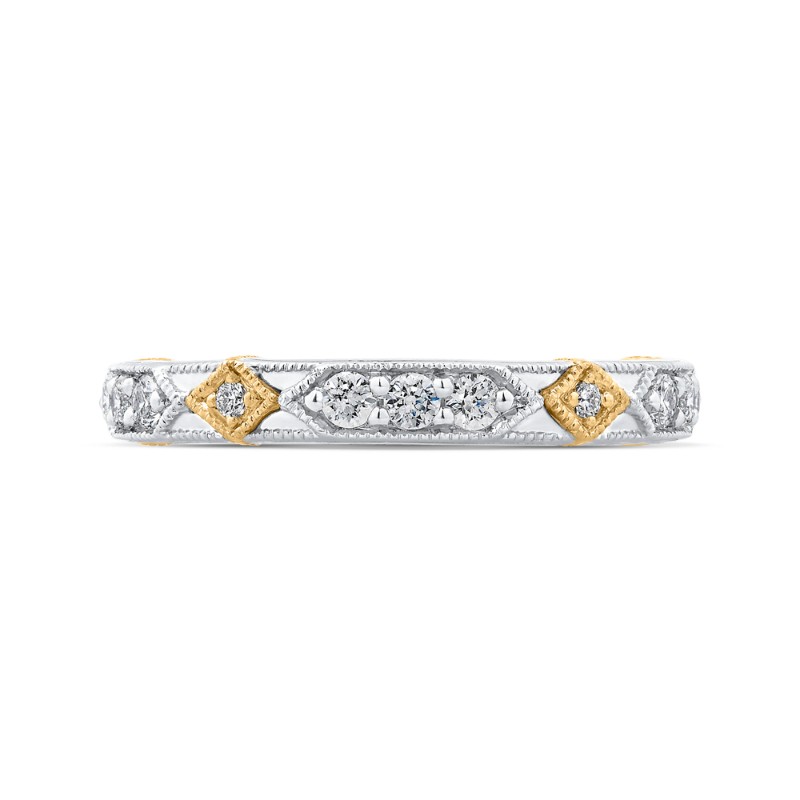 Round Diamond Wedding Band in 14K Two Tone Gold