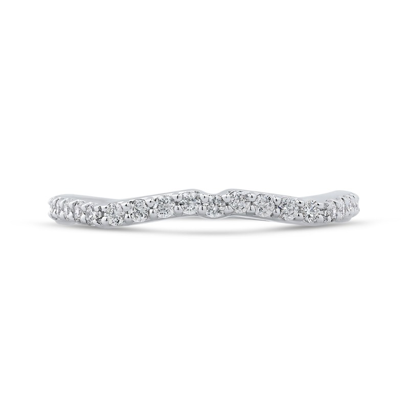 Round Diamond Half-Eternity Wedding Band in 14K White Gold
