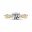 Round Diamond Floral Engagement Ring in 14K Two Tone Gold