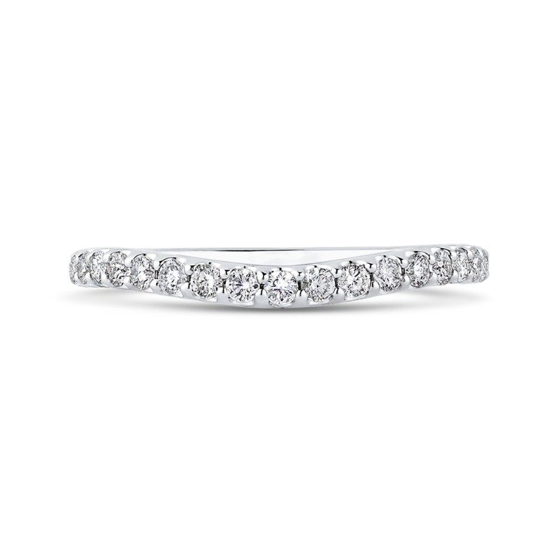 Round Diamond Half-Eternity Wedding Band in 14K White Gold