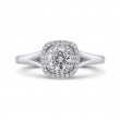 Round Diamond Double Halo with Spit Shank Engagement Ring in 14K White Gold