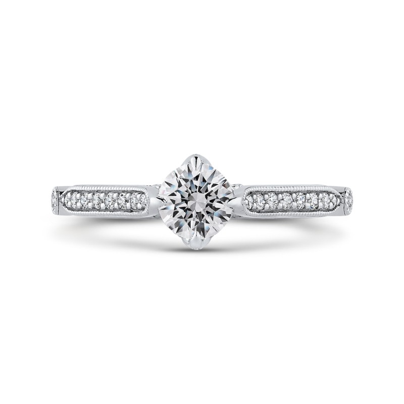 Round Diamond Engagement Ring in 14K White Gold