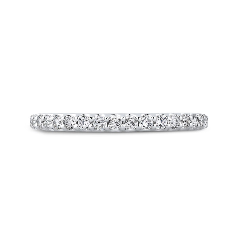 Round Diamond Half-Eternity Wedding Band in 14K White Gold