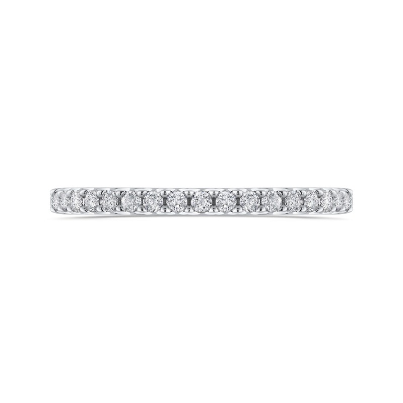 Round Diamond Half-Eternity Wedding Band in 14K White Gold