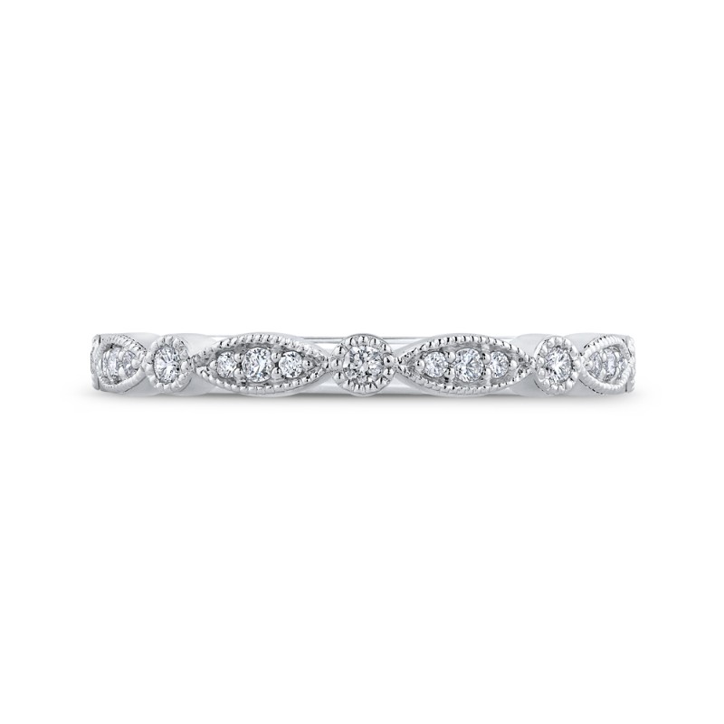 Round Diamond Half-Eternity Wedding Band in 14K White Gold