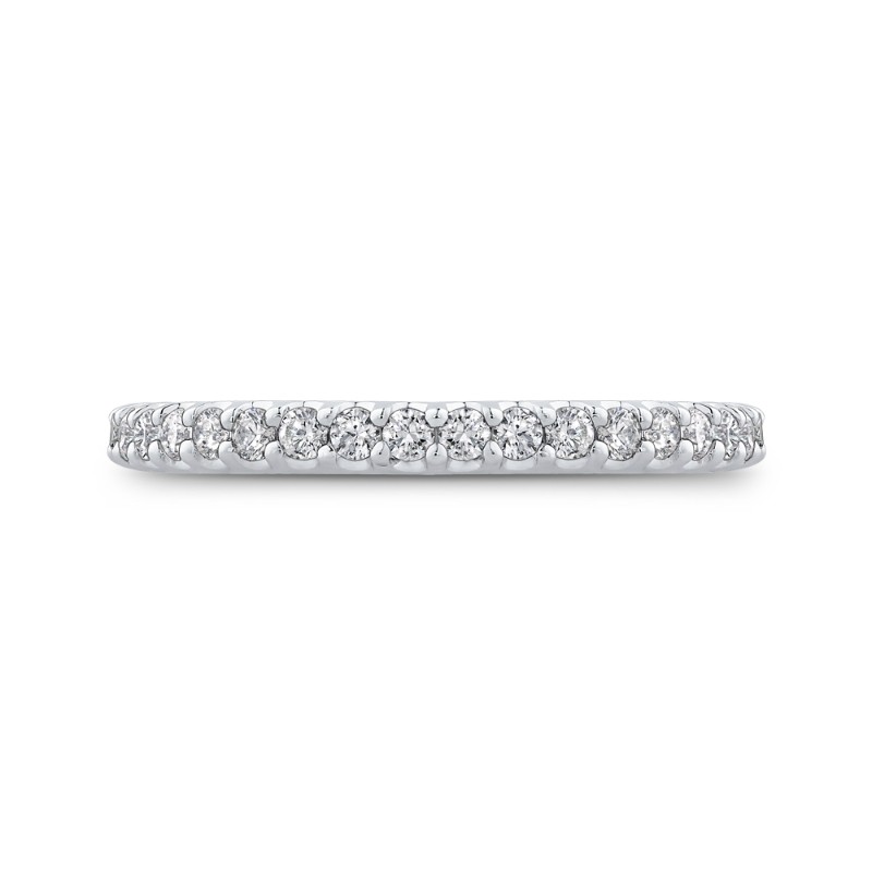 Round Diamond Half-Eternity Wedding Band in 14K White Gold