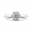 Round Diamond Hexagon Shape Halo Engagement Ring in 14K White Gold