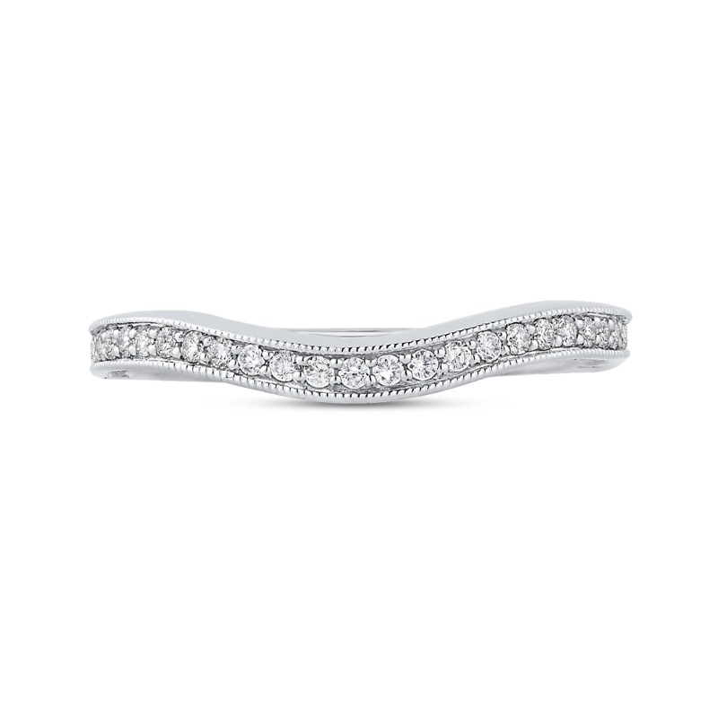 Round Diamond Half-Eternity Wedding Band in 14K White Gold