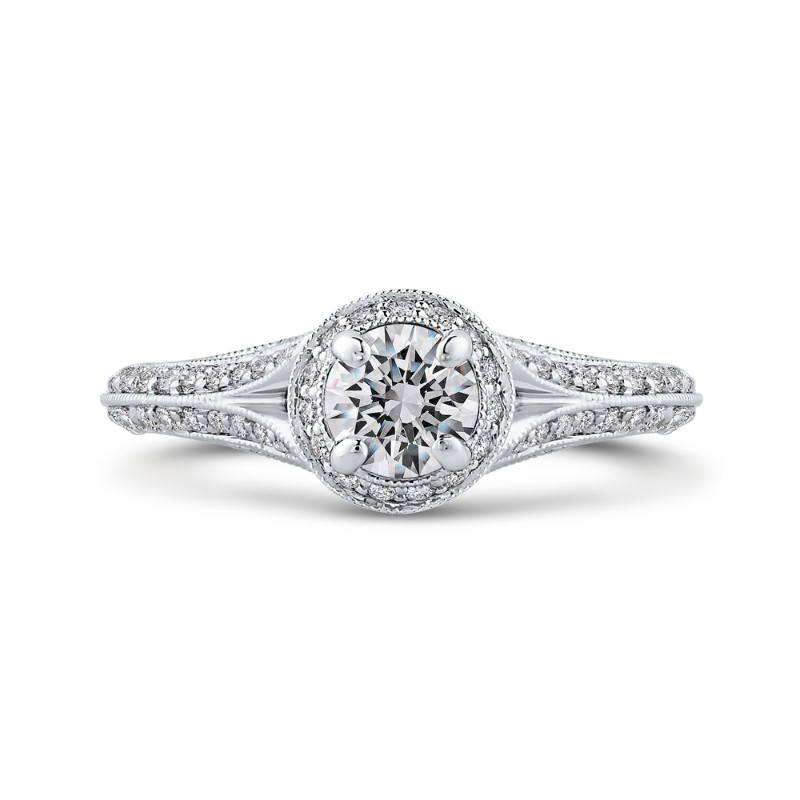 Diamond Vintage Engagement Ring in 14K White Gold