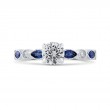 Round Diamond Engagement Ring with Pear Cut Sapphire in 14K White Gold