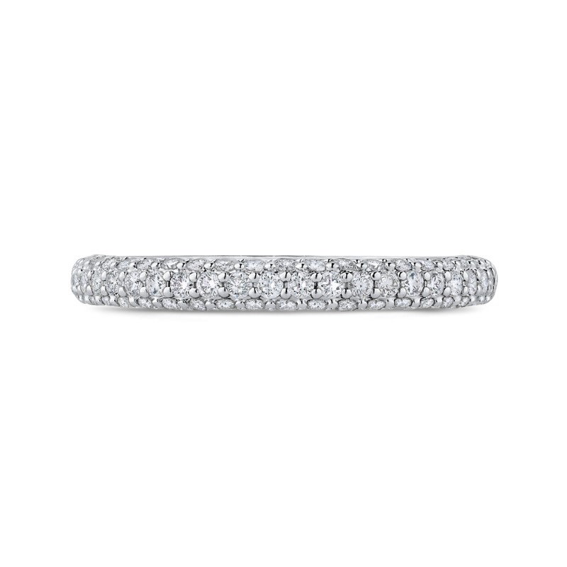 Round Diamond Half-Eternity Wedding Band in 14K White Gold
