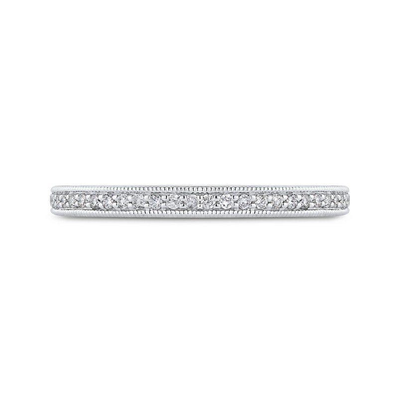 Round Diamond Half-Eternity Wedding Band in 14K White Gold