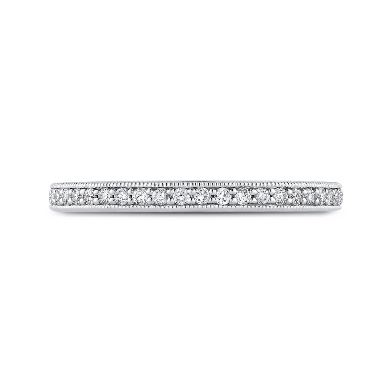 Round Diamond Half-Eternity Wedding Band in 14K White Gold