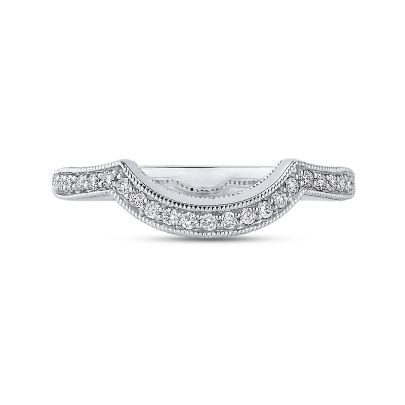 Round Diamond Half-Eternity Wedding Band in 14K White Gold