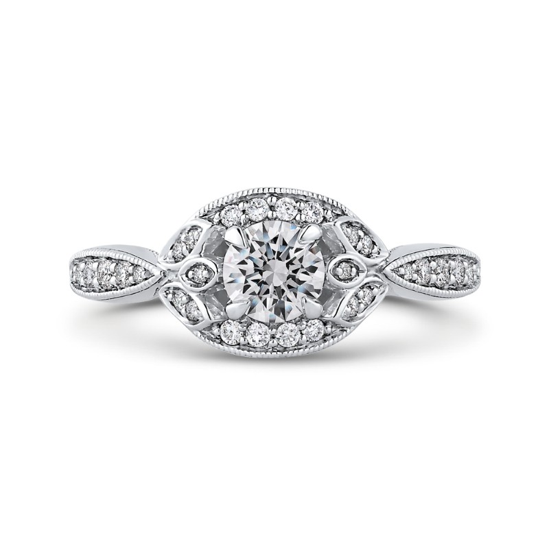 Round Diamond Engagement Ring in 14K White Gold