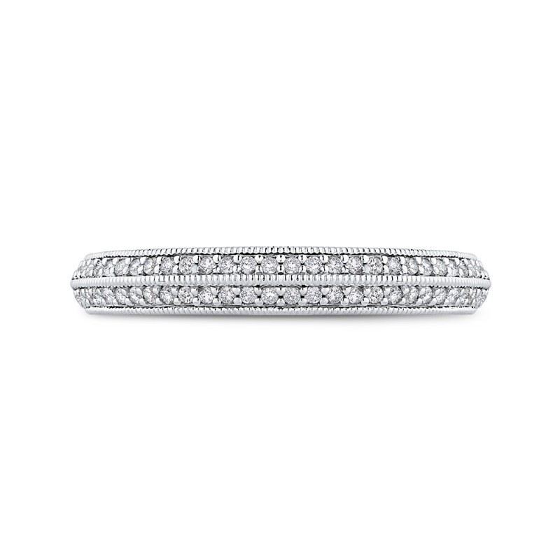 Round Diamond Half-Eternity Wedding Band in 14K White Gold