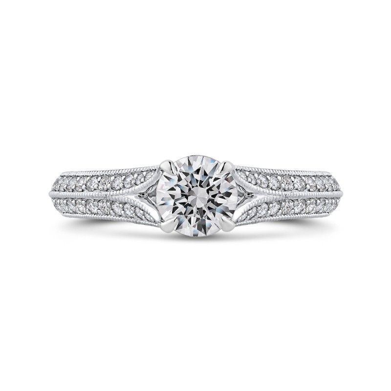 Split Shank Round Diamond Engagement Ring in 14K White Gold