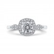 Round Diamond Floral Halo Engagement Ring in 14K White Gold