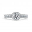 Round Diamond Cathedral Style Halo Engagement Ring in 14K White Gold
