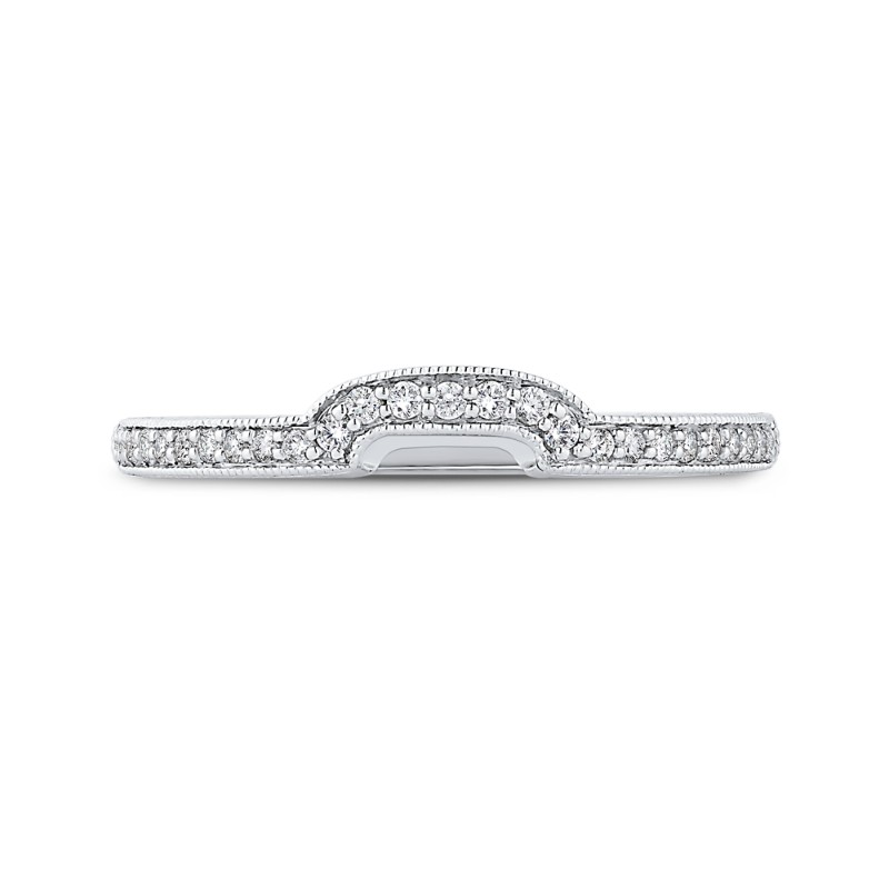 Round Diamond Half-Eternity Wedding Band in 14K White Gold