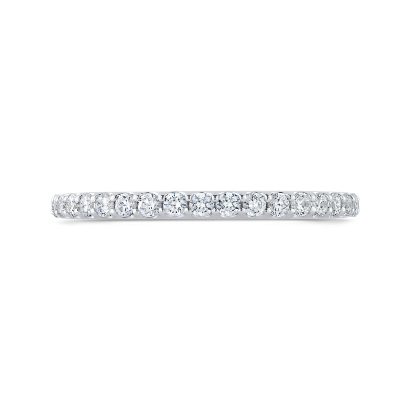 Round Diamond Half-Eternity Wedding Band in 14K White Gold