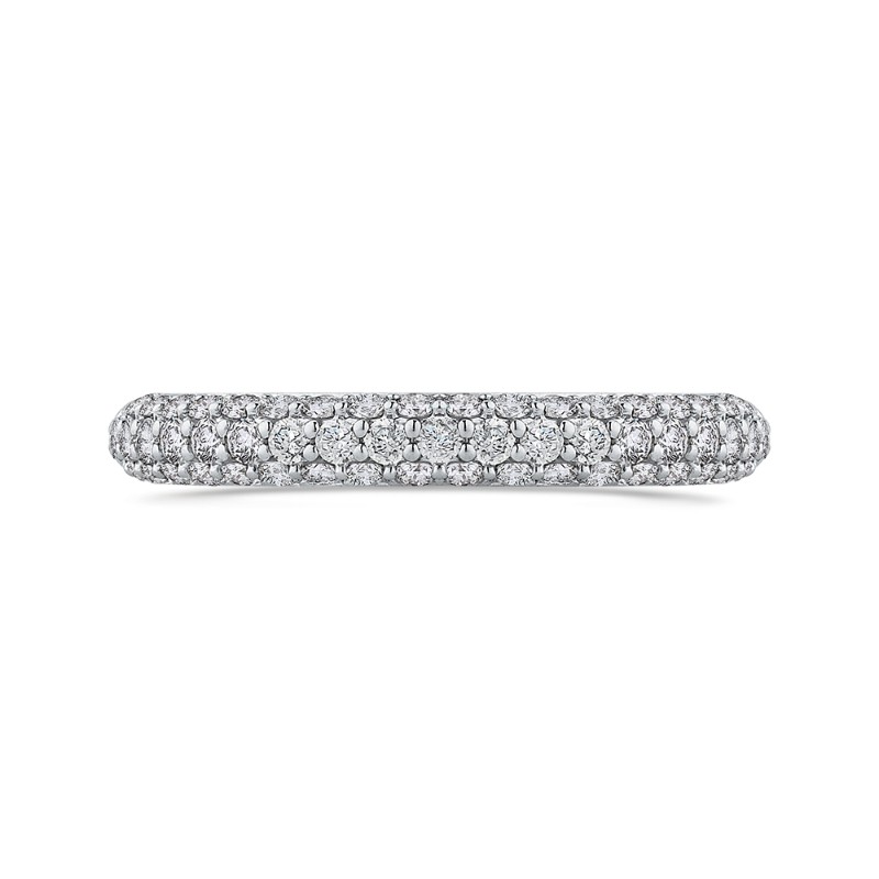 Round Diamond Half-Eternity Wedding Band in 14K White Gold