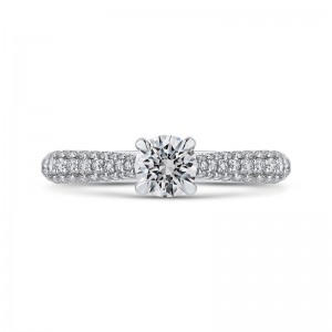 Round Diamond Cathedral Style Engagement Ring in 14K White Gold