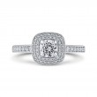 Round Diamond Double Halo Cathedral Style Engagement Ring in 14K White Gold
