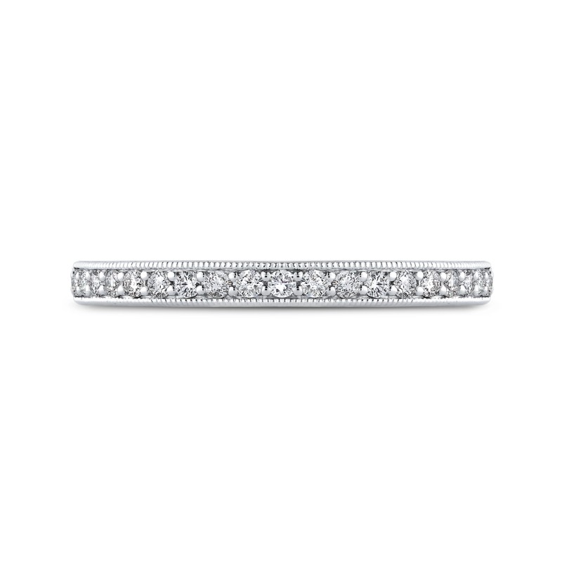 Round Diamond Half-Eternity Wedding Band in 14K White Gold