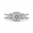 Split Shank Round Diamond Halo Engagement in 14K White Gold