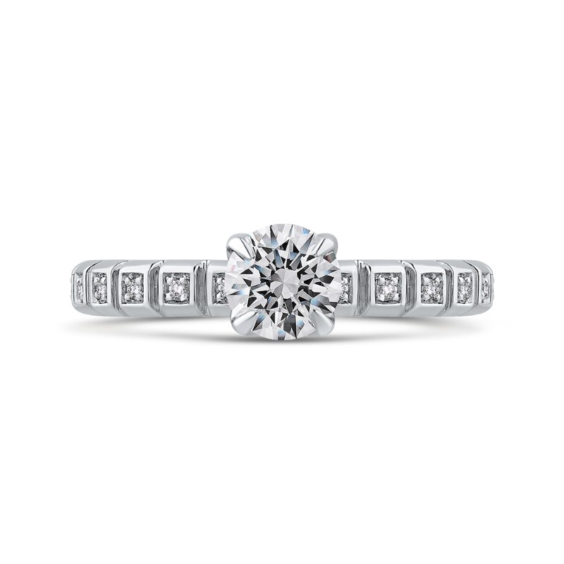 Diamond Floral Engagement Ring in 14K White Gold
