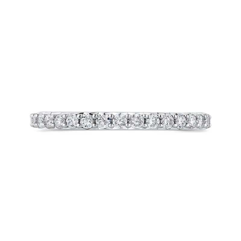 Round Diamond Half-Eternity Wedding Band in 14K White Gold