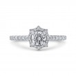 Round Diamond Floral Halo Engagement Ring in 14K White Gold