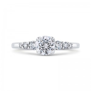 Diamond Floral Engagement Ring in 14K White Gold
