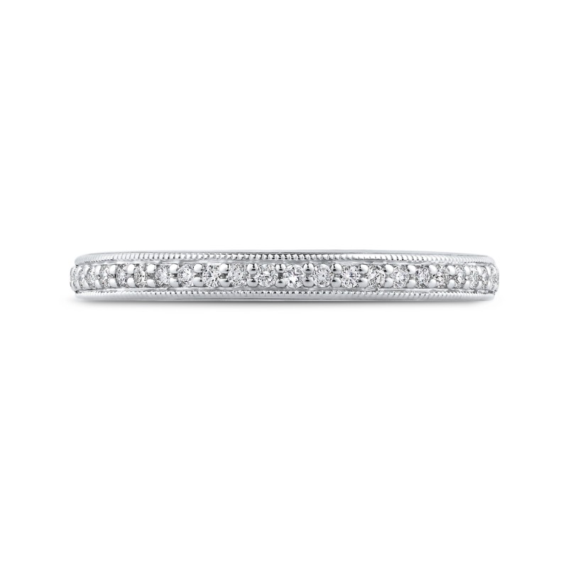 Round Diamond Half-Eternity Wedding Band in 14K White Gold