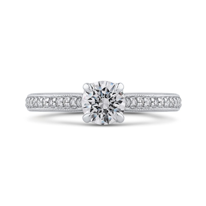 Round Diamond Engagement Ring in 14K White Gold