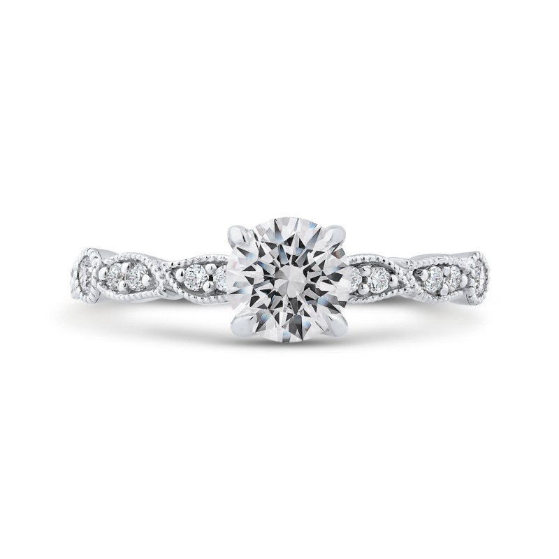 Round Diamond Engagement Ring in 14K White Gold