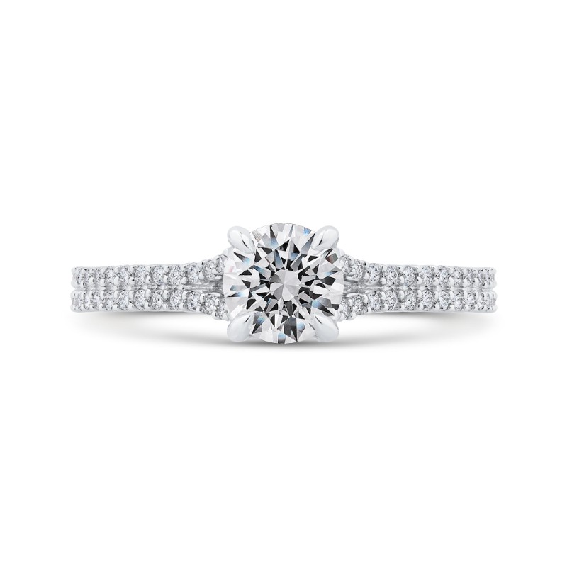 Split Shank Round Diamond Engagement Ring in 14K White Gold