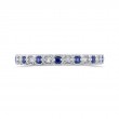 Round Diamond Half-Eternity Wedding Band with Sapphire in 14K White Gold