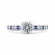 Round Diamond Engagement Ring with Blue Sapphire in 14K White Gold