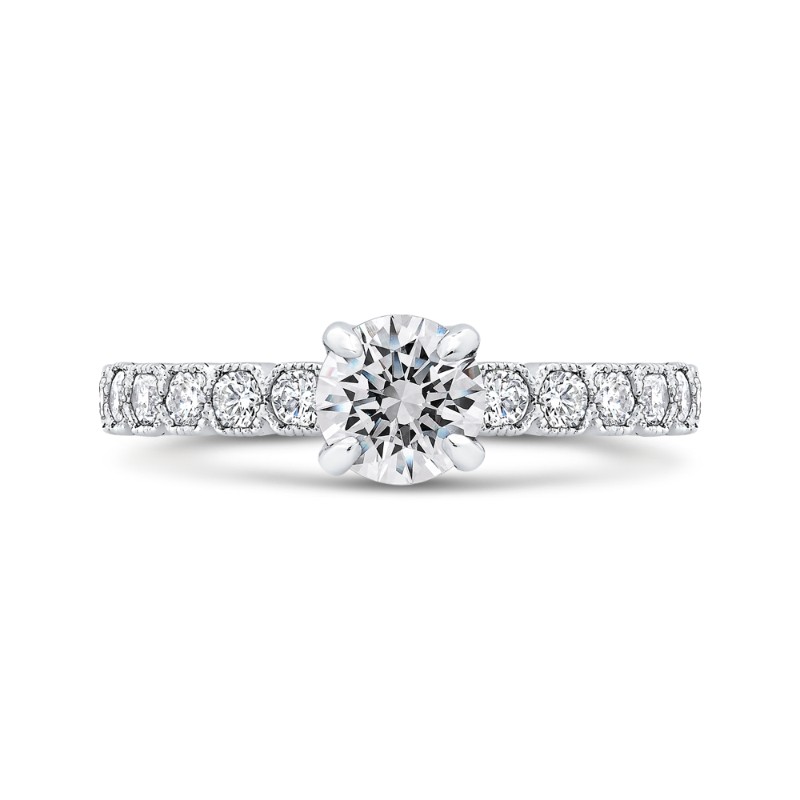 Round Diamond Engagement Ring in 14K White Gold