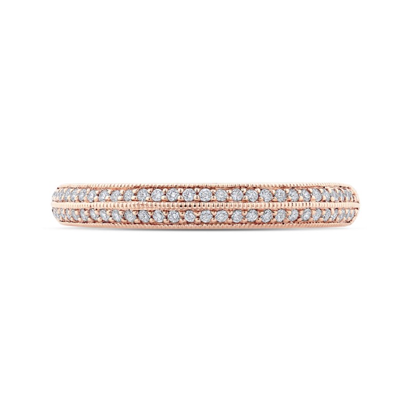 Round Diamond Half-Eternity Wedding Band in 14K Rose Gold
