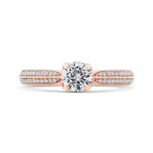 Floral Diamond Engagement Ring in 14K Rose Gold