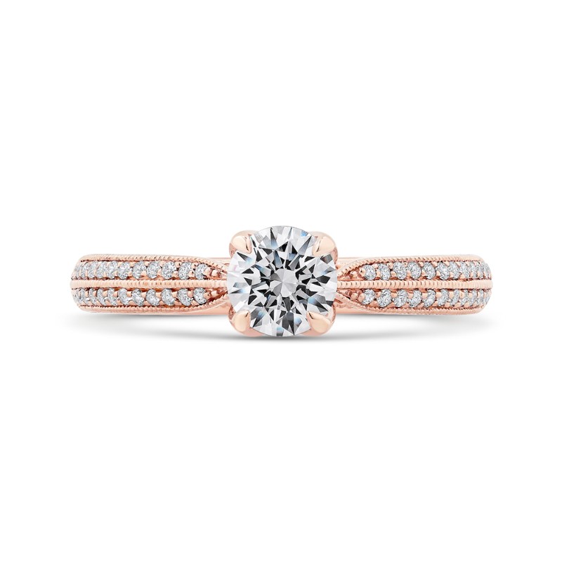 Floral Diamond Engagement Ring in 14K Rose Gold