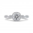 Floral Halo Diamond Engagement Ring in 14K White Gold
