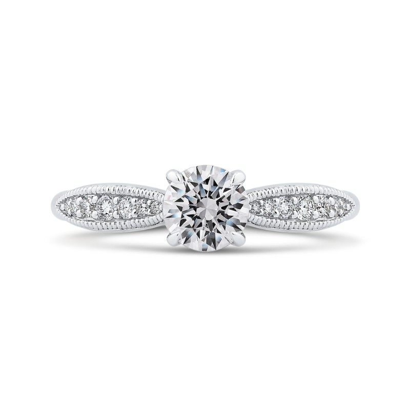 Round Diamond Engagement Ring in 14K White Gold