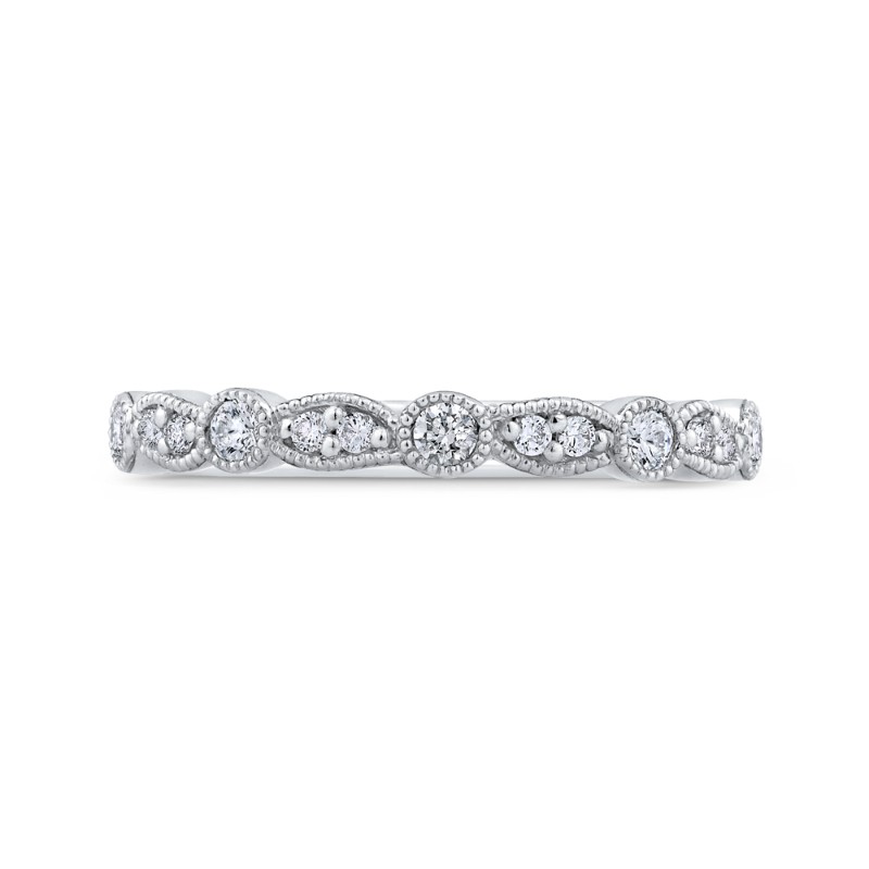Round Half-Eternity Diamond Wedding Band in 14K White Gold