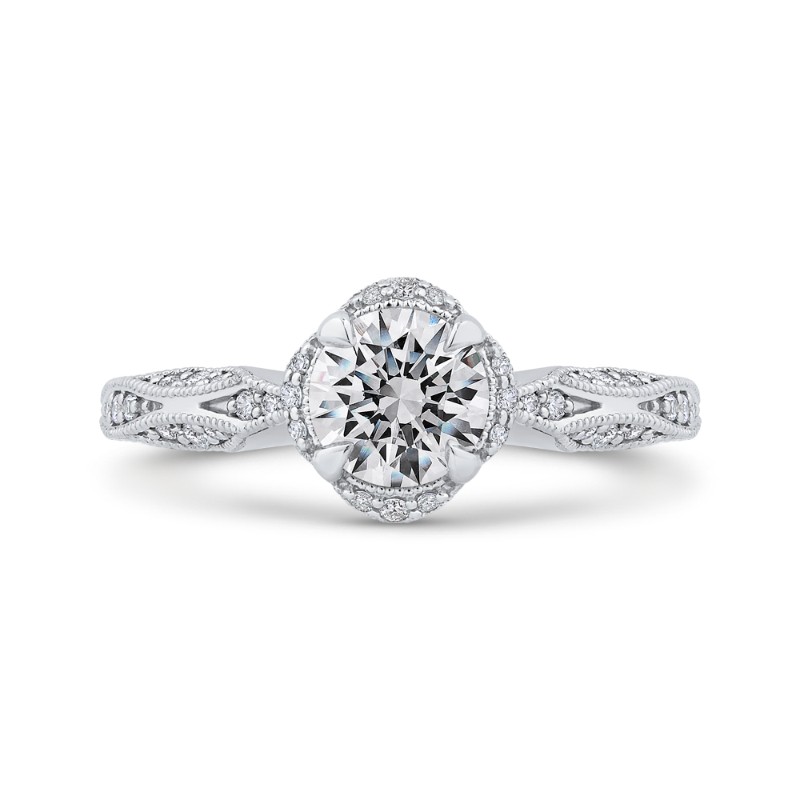 Round Diamond Engagement Ring in 14K White Gold