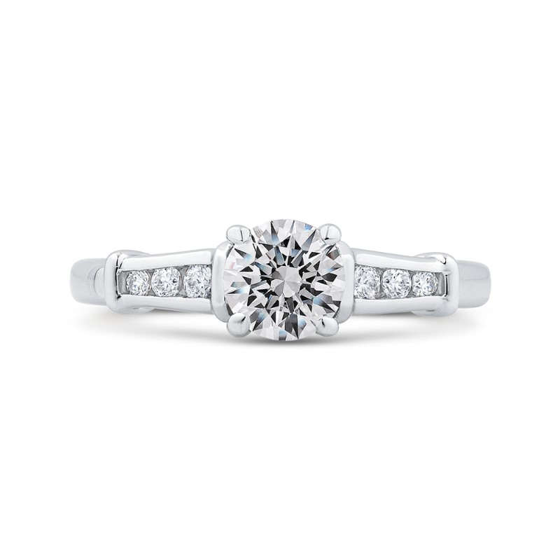 Round Diamond Engagement Ring in 14K White Gold